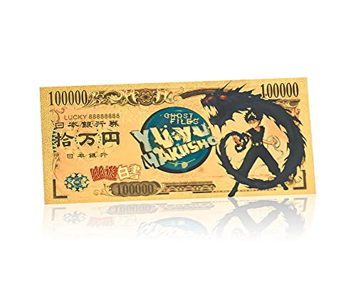 YJacuing Anime Yu Yu Hakusho Gold Coated Banknote, Limited Edition Collectible Bill Bookmark (5 PCS Collection)