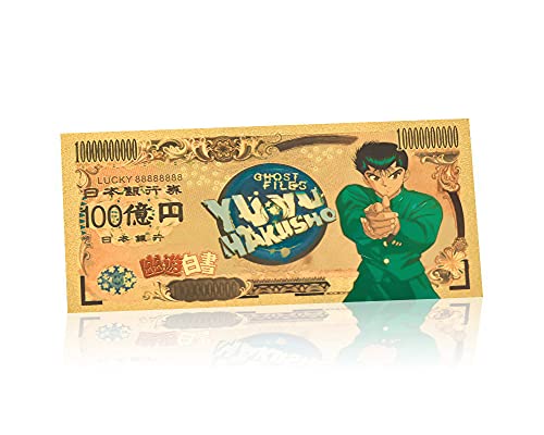 YJacuing Anime Yu Yu Hakusho Gold Coated Banknote, Limited Edition Collectible Bill Bookmark (5 PCS Collection)