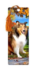 dimension 9 3d lenticular bookmark with tassel, shetland sheepdog, pet breed series (lbm053)