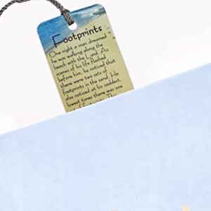 Footprints in The Sand Bookmark - with Gray Tassel| 10 Footprints Poem Bookmark, 1 Pocket Size Motivational Card | Inspirational Christian Cardstock Prayer Bookmarks Set for Bible Study, Book, Journal