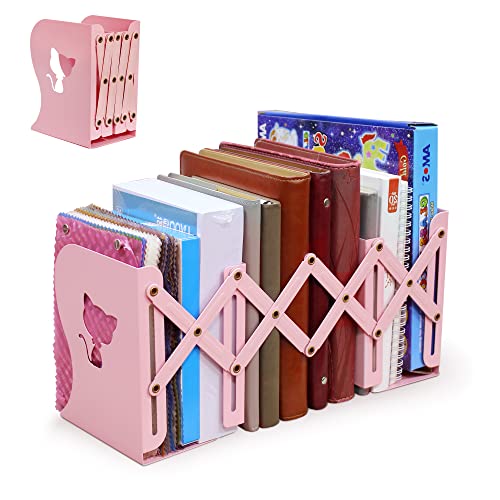 Adjustable Bookends Cute Expandable Book Holder Boook Organizer for Desk Decorative Book Desktop Stand