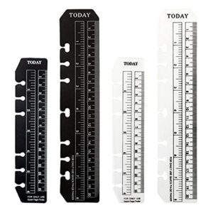 4 pcs a5 a6 page marker plastic binder ruler bookmark divider ruler page finder for a5 a6 size 6-hole binder notebook (clear and black)