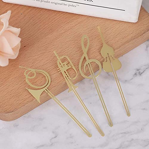 Musical Instruments Bookmark 1PC Cute Gold Musical Instruments Metal Book Markers Bookmark Books Mark Paper Clips Office School Supplies(Musical Note)