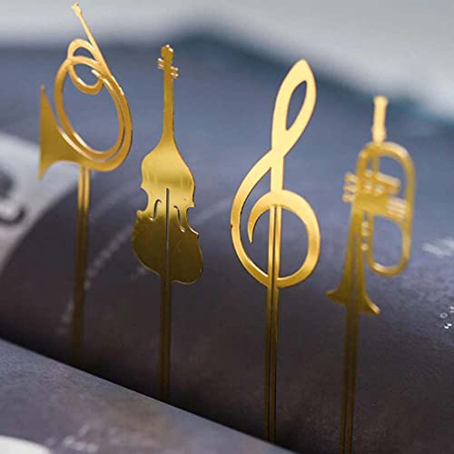 Musical Instruments Bookmark 1PC Cute Gold Musical Instruments Metal Book Markers Bookmark Books Mark Paper Clips Office School Supplies(Musical Note)