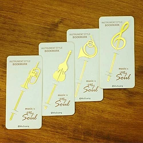 Musical Instruments Bookmark 1PC Cute Gold Musical Instruments Metal Book Markers Bookmark Books Mark Paper Clips Office School Supplies(Musical Note)