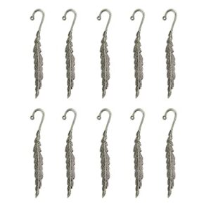 Dovewill 10 Pieces Wholesale Vintage Tibetan Silver Beading Feather Bookmarks Loop DIY Jewelry Making