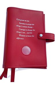 red deluxe triple na book cover for the basic text (6th ed), it works, how and why and living clean with serenity prayer and medallion holder.
