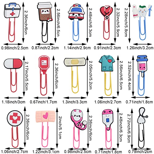 15 PCS Cute Bookmark Cartoon Silicone Bulk Bookmarks Dispenser Bookmark Memo Clip for Girls Student Stationery Nursing Student Essentials