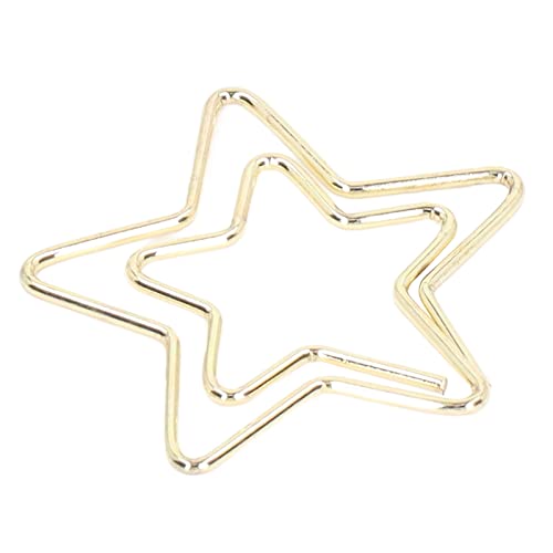 100Pcs Metal Paper Clips, Electroplating Golden Bookmark Marking Clips for School Office Personal Document Organizing(Star)