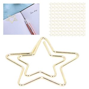 100Pcs Metal Paper Clips, Electroplating Golden Bookmark Marking Clips for School Office Personal Document Organizing(Star)