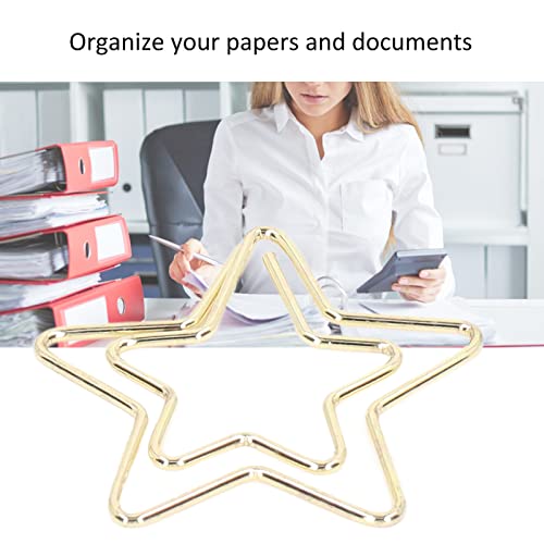 100Pcs Metal Paper Clips, Electroplating Golden Bookmark Marking Clips for School Office Personal Document Organizing(Star)