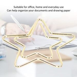 100Pcs Metal Paper Clips, Electroplating Golden Bookmark Marking Clips for School Office Personal Document Organizing(Star)