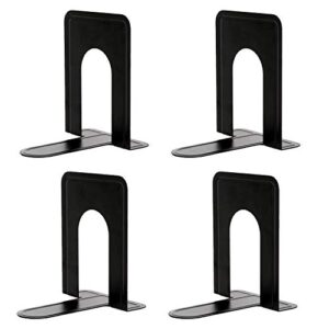 cardalltry bookends heavy duty metal office home book end black 2 pairs 4 pieces thickening iron library school office home study non-slip metal bookends
