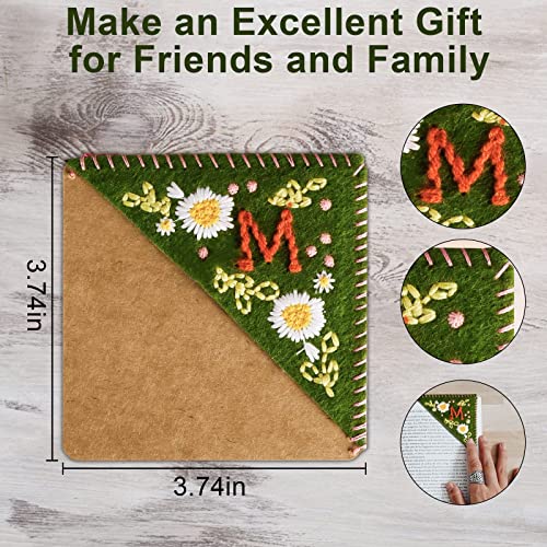 Embroidery Book Marker Clip, Unique Letters & Cute Flower Embroidery Corner Bookmark, 26 Letters Cute Flower Embroidered Corner Bookmark Embroidery Book Marker(Size:K,Color:Summer)