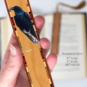 Raven (Double Sided) Wooden Bookmark - Also Available with Personalization - Made in USA