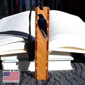 Raven (Double Sided) Wooden Bookmark - Also Available with Personalization - Made in USA