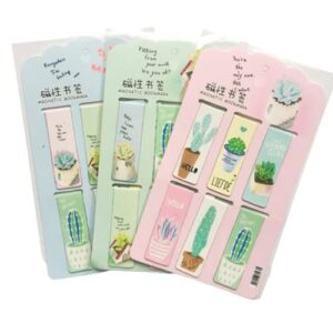 r14 6pcs /set fresh green plants cactus magnetic bookmarks books marker of page stationery school office paper clip handy and professional