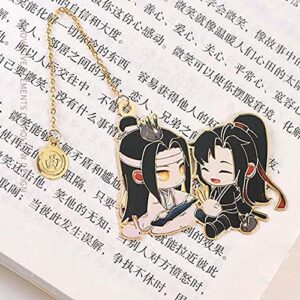 Mo Dao Zu Shi Bookmarks,Grandmaster of Demonic Cultivation Wei Wuxian Metal Hollowing Bookmark, Vintage Tassel Pendant Pagination Mark (C)