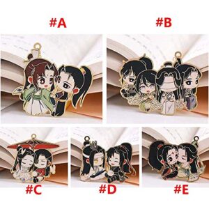 Mo Dao Zu Shi Bookmarks,Grandmaster of Demonic Cultivation Wei Wuxian Metal Hollowing Bookmark, Vintage Tassel Pendant Pagination Mark (C)