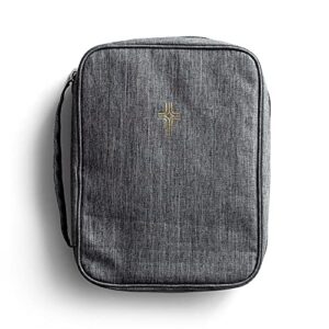 dayspring – gold corss bible cover – gray (j6693)