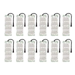 marriage takes three green foliage 6 x 2 cardstock bookmark multipack with tassel of 12