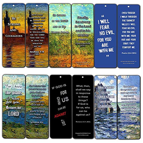 Christian Inspirational Bookmarks Cards - Be Strong NIV (60-Pack) - Stocking Stuffers for Baptism Youth Group Cell Group VBS Bible Study Mission Trip - Best Church Supplies Sunday School Rewards