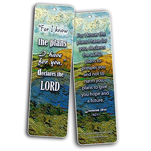 Christian Inspirational Bookmarks Cards - Be Strong NIV (60-Pack) - Stocking Stuffers for Baptism Youth Group Cell Group VBS Bible Study Mission Trip - Best Church Supplies Sunday School Rewards