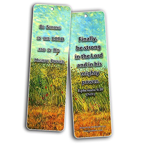 Christian Inspirational Bookmarks Cards - Be Strong NIV (60-Pack) - Stocking Stuffers for Baptism Youth Group Cell Group VBS Bible Study Mission Trip - Best Church Supplies Sunday School Rewards