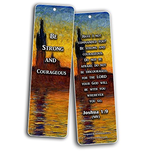 Christian Inspirational Bookmarks Cards - Be Strong NIV (60-Pack) - Stocking Stuffers for Baptism Youth Group Cell Group VBS Bible Study Mission Trip - Best Church Supplies Sunday School Rewards