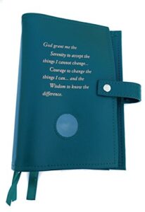 green deluxe triple na book cover for the basic text (6th ed), it works, how and why and living clean with serenity prayer and medallion holder.