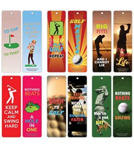 creanoso golf bookmarks (12-pack) –awesome bookmarker for golf players, men & women – golf party favors supplies