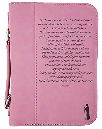 Psalm 23 Engraved Pink Bible Cover | 7 1/2" x 10 3/4"