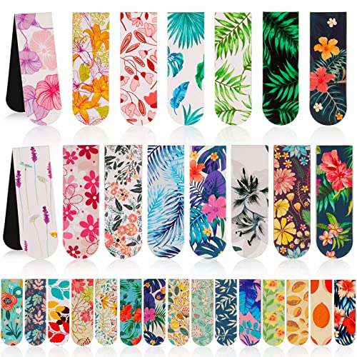 30 Pieces Magnetic Bookmarks Floral Page Clips Flowers and Plants Magnet Page Markers Assorted Book Markers Set for Women Girls Reading School Library Supplies