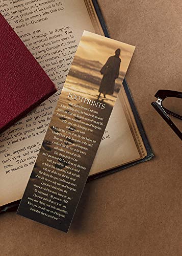 Footprints Poem Golden Brown Beach 5 x 2 Cardstock Bookmark Pack 12