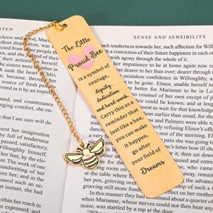 Funny Bee Bookmarks Gift for Teacher Women Men Boss Inspirational Charms Accessories for Best Friend Colleagues Employee Christmas Stocking Stuffers Appreciation Graduation Valentines for Mom Daughter