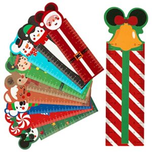 eartim 50pcs mouse bookmark rulers, 10 styles mouse measuring ruler bookmark double-side printing plastic bookmark for kids birthday gift classroom student reward gift bag fille