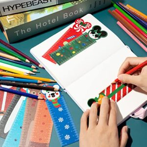 Eartim 50Pcs Mouse Bookmark Rulers, 10 Styles Mouse Measuring Ruler Bookmark Double-Side Printing Plastic Bookmark for Kids Birthday Gift Classroom Student Reward Gift Bag Fille