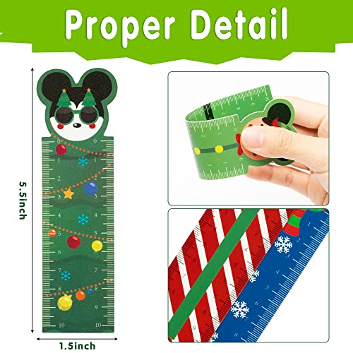 Eartim 50Pcs Mouse Bookmark Rulers, 10 Styles Mouse Measuring Ruler Bookmark Double-Side Printing Plastic Bookmark for Kids Birthday Gift Classroom Student Reward Gift Bag Fille