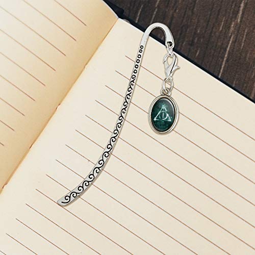 Harry Potter Deathly Hallows Logo Metal Bookmark Page Marker with Oval Charm