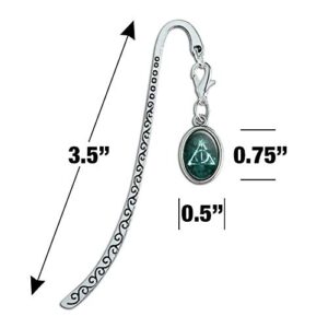 Harry Potter Deathly Hallows Logo Metal Bookmark Page Marker with Oval Charm