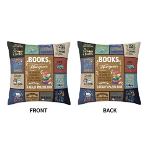 Dfaqehk Book Lovers Gifts for Women - Book Lovers Gifts for People Who Like to Read - Mothers Day Bookish Gifts for Reader, Librarian, Book Club - Book Accessories Throw Pillow Covers 18 x 18 Inch