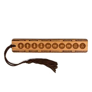 Konami Code 30 Lives Code Gamer Cheat Code Handmade Engraved Wooden Bookmark - Made in USA - Also Available Personalized