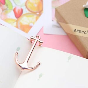 Exquisite Rose Gold Anchor Bookmarks Metal Bookmark Book Page Holder with Gift Box for School Office Students Teachers Graduation Christmas Birthday Gifts