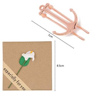 Exquisite Rose Gold Anchor Bookmarks Metal Bookmark Book Page Holder with Gift Box for School Office Students Teachers Graduation Christmas Birthday Gifts