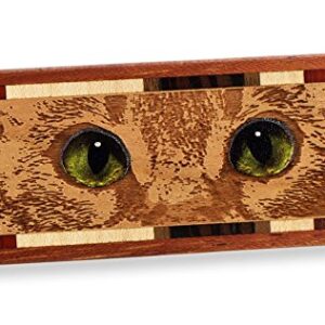 Cat Eyes, Engraved and Colorized Wooden Bookmark with Suede Tassel - Made in USA - Also Available Personalized