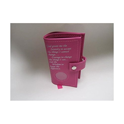 Pocket Size Double Alcoholics Anonymous AA Big Book & 12 Steps & 12 Traditions Book Cover Medallion Holder Pink