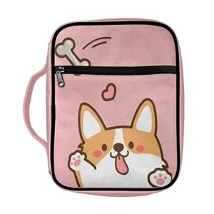 instantarts funny corgi dog bible covers portable durable bible protective church tote bags large size carrying book case bible cases