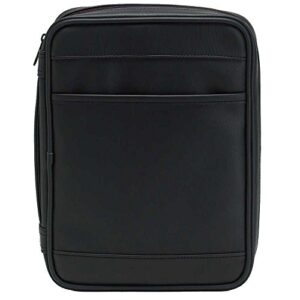 black outer pocket leather like vinyl bible cover case with handle large