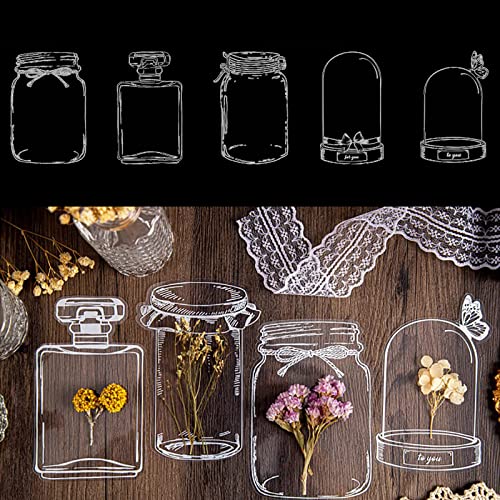 LCLZ 40 PCS Transparent Dried Flower Bookmarks, DIY Handmade Bookmarks Blank Set, Dried Flower Bookmark Bottle, Clear Drift Bottle Bookmark, Plant Flower Bookmark Maker (A)