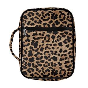 coeqine bible covers leopard print bible case bible carrier church bag with handle,zipper and pockets bible covers for girls women